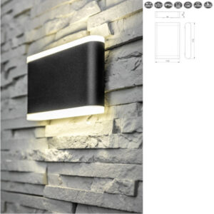 Fassaadivalgusti VALLA LED 12W, 4000K, 960lm, IP54 alu must GTVLD-VALLA12W-40