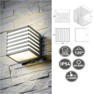 Fassaadivalgusti SIROLLO LED 10W, 4000K, 1000lm, IP54 hall GTVLD-SIRO10WG-30