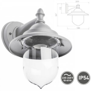 Fassaadivalgusti TOSKANA 60W, E27, IP54 hall GTVOS-TOS0DA-80