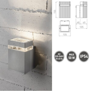 Fassaadivalgusti NESSA 50W, GU10, IP54 hall GTVLD-NESSAGU10J-80