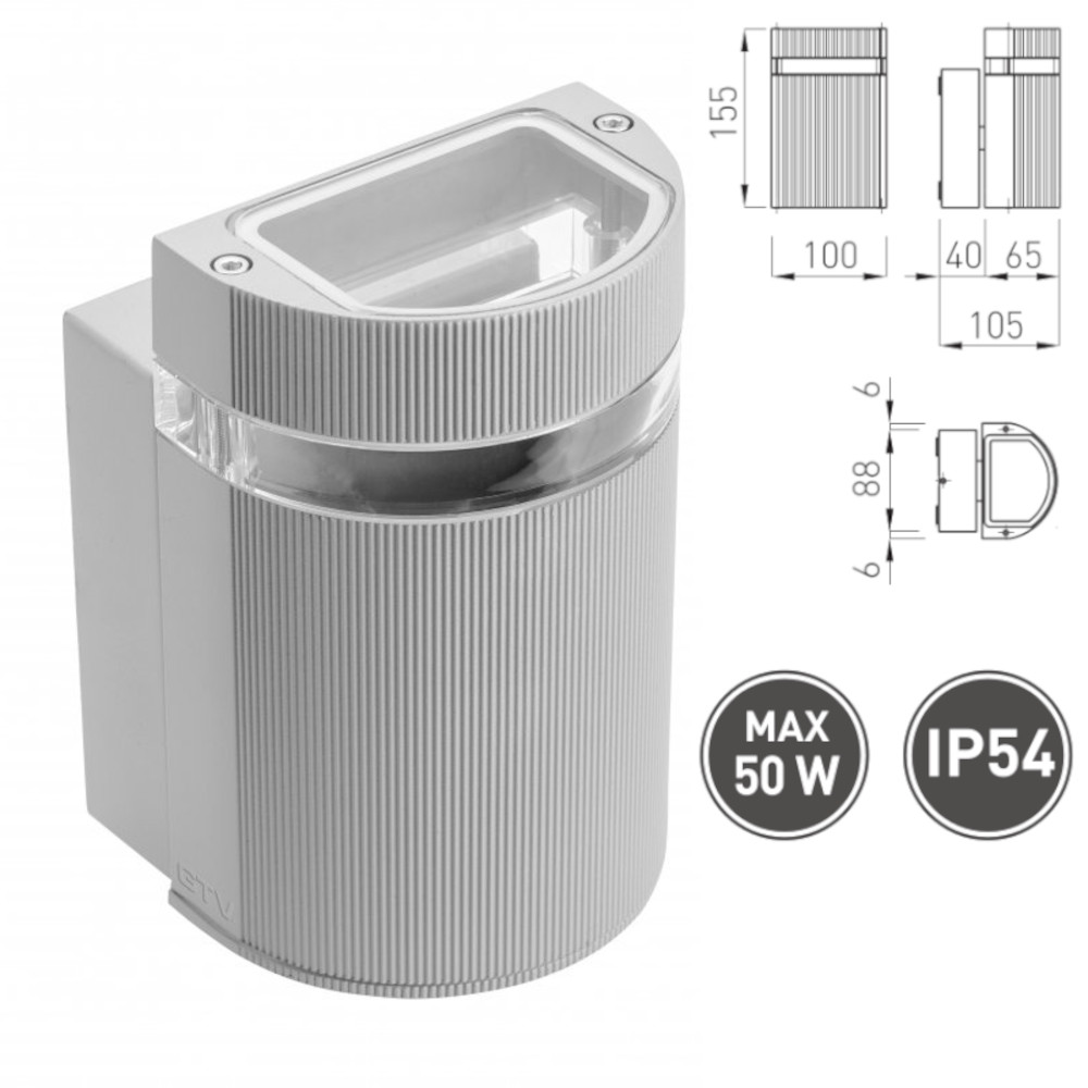 Fassaadivalgusti SILVA 50W, GU10, IP54 hall GTVLD-SILVAGU10J-80