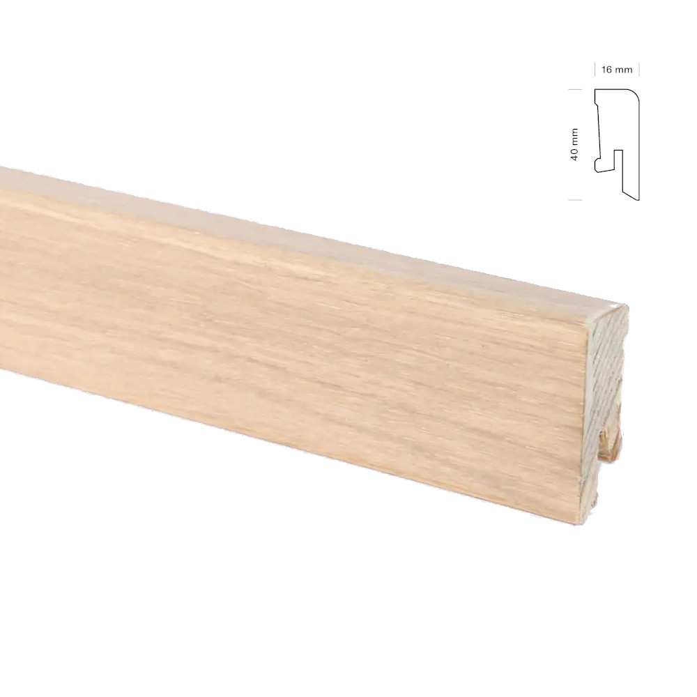 Sokliliist 16x40mm/2,4m spoon 6186 tamm, valge, matt lakk