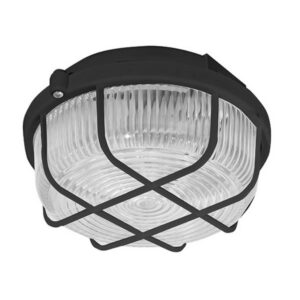 Valgusti ümar must kattega 100W, IP44, E27 03333S
