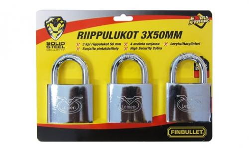 Tabalukk 50mm 3tk ühe võtmega TN_2516