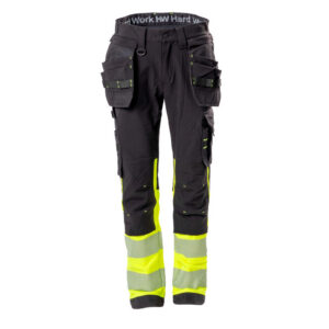 Tööpüksid HW Nordic stretch ripptaskutega must Hi-Vis kollane nr.48