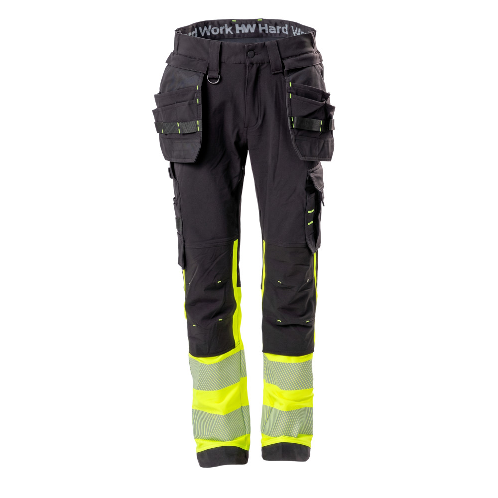 Tööpüksid HW Nordic stretch ripptaskutega must Hi-Vis kollane nr.48